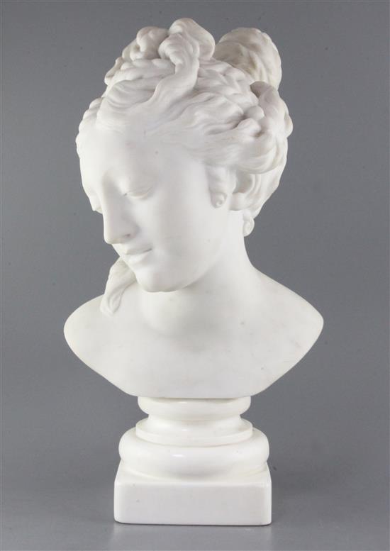 P. Pasquini. An Italian carved marble head of a young woman, height 21in.